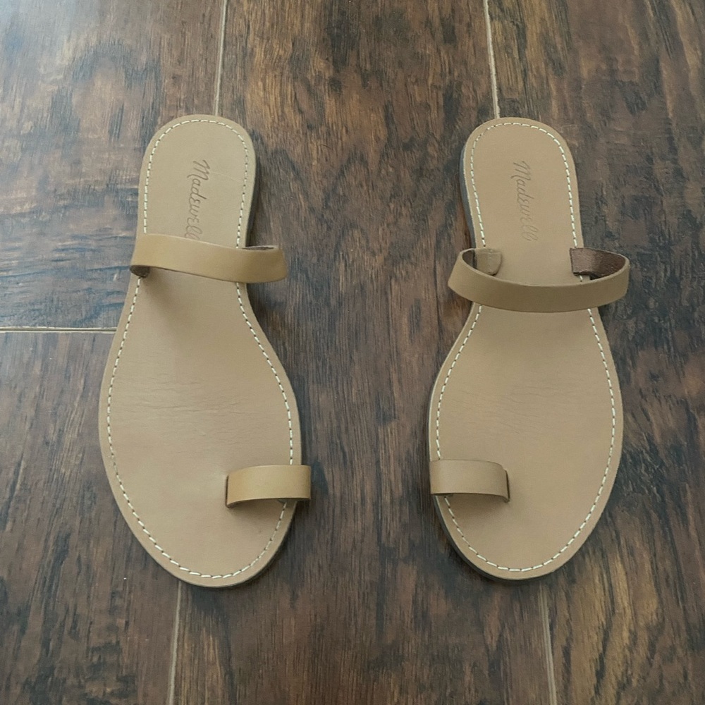 Madewell Boardwalk Bare Slide Toe Ring Leather Sandals